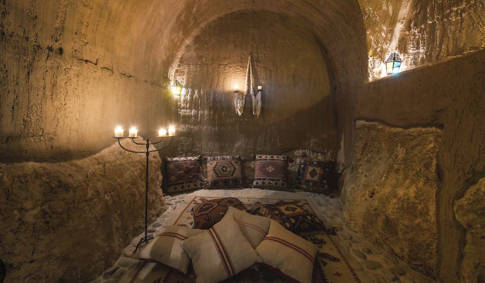 Stone spa lounge area